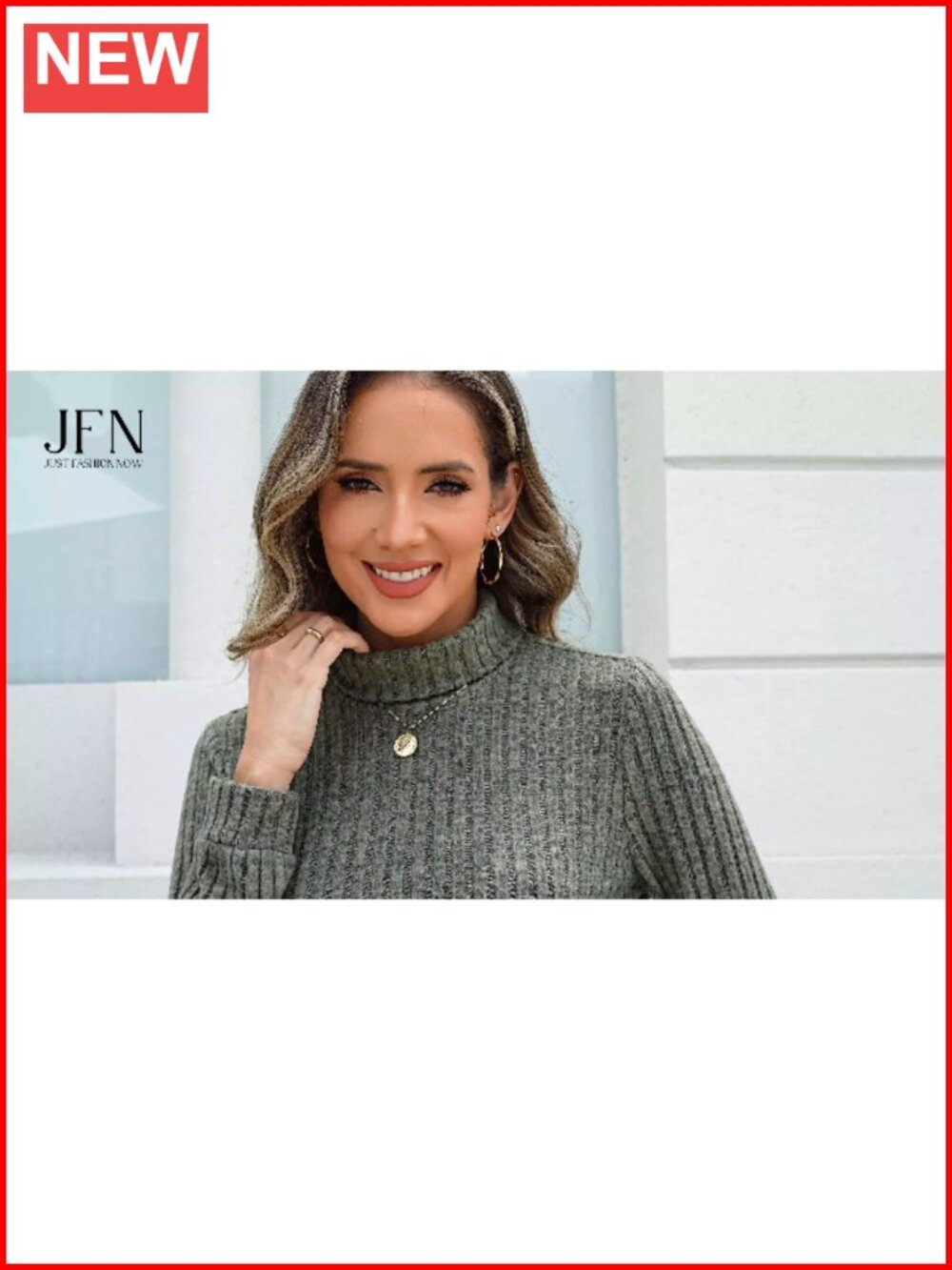 Turtleneck Tunic Sweater Women Long Sleeve Pullover Knit Top - Picture 6 of 6